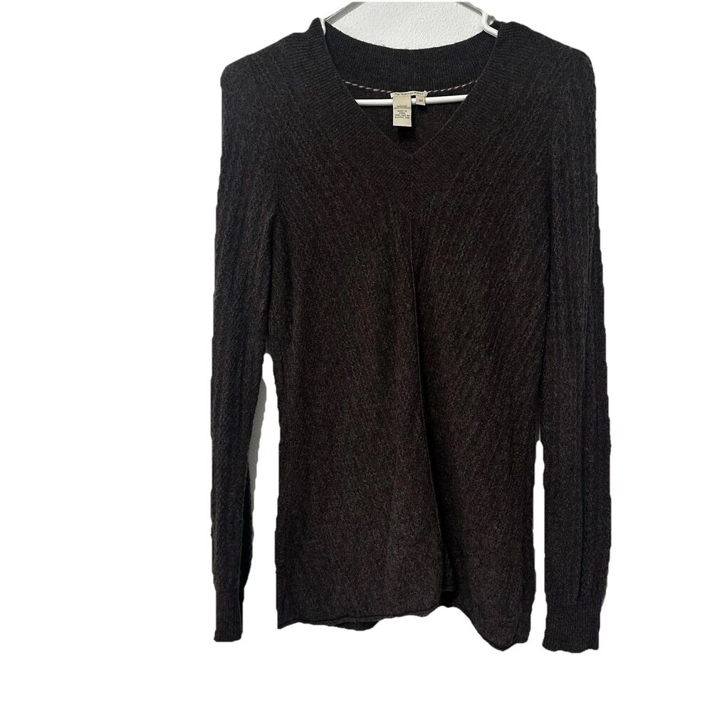 The Territory Ahead Men’s VTG 85% Silk 15% Cashmere V Neck Brown Sweater Medium